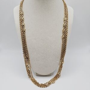 VINTAGE Monet Gold Plated Double Strand Opera Length Long 54" Chain Necklace